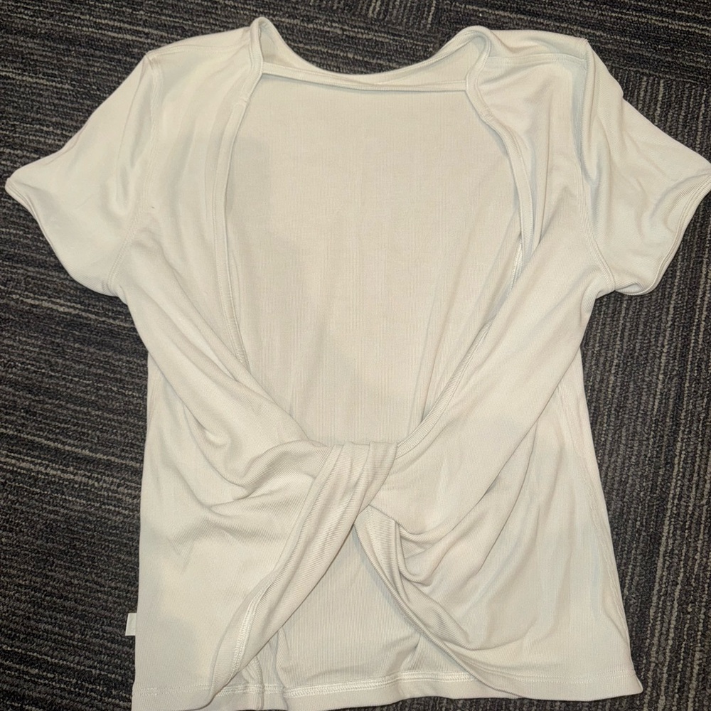 Twist-Back Soft Ribbed Short-Sleeve Top - Picture 2 of 5